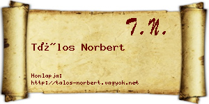 Tálos Norbert névjegykártya